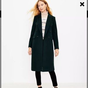 NWT Loft Double Breasted Coat - Emerald Forest